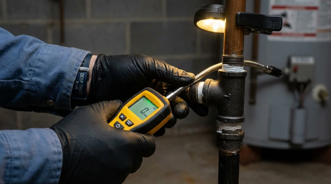 Gas leak detection with electronic sniffer by Johns Plumbing LLC in Oak Hill