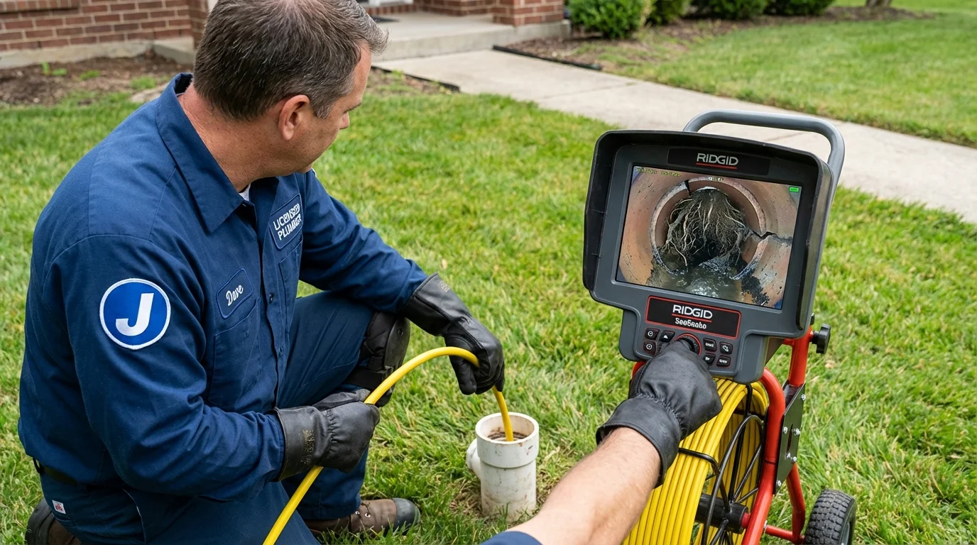 Sewer camera inspection being performed by Johns Plumbing LLC in Oak Hill