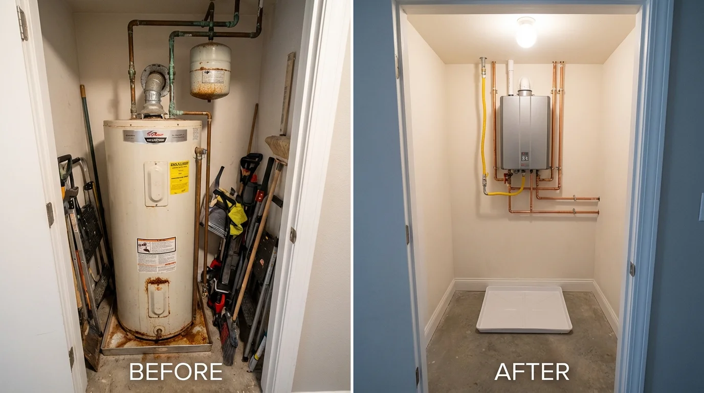 Tank water heater versus wall-mounted tankless unit comparison for Oak Hill, OH homeowners